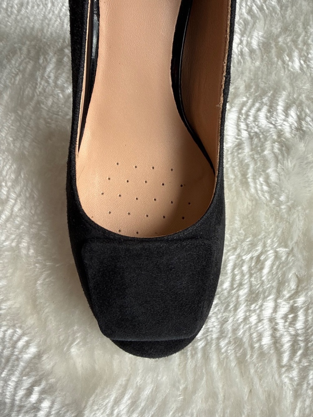 NWOT Geox Virnilisa 65 Black Suede Block Heel Pumps Square Toe Buckle - Picture 10 of 13